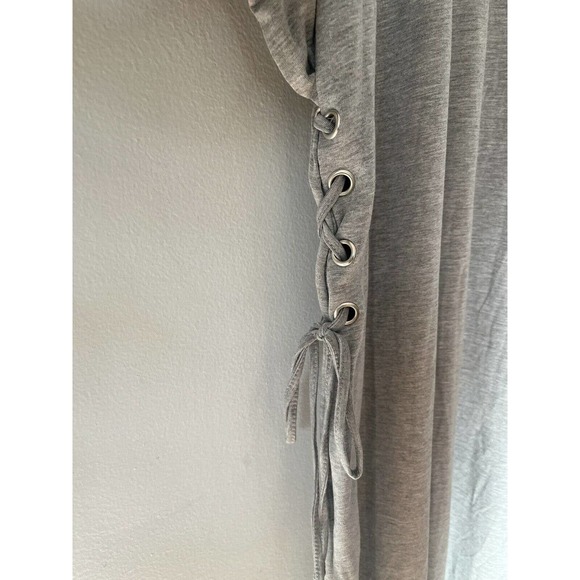 Ava & Viv Light Gray Jersey Knit Lace Up Waist Long Sleeve Midi Dress Size 1X - Picture 4 of 6